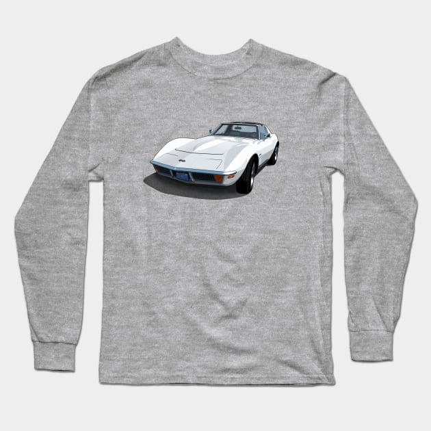 1970 Corvette Stingray in Classic White Long Sleeve T-Shirt by candcretro